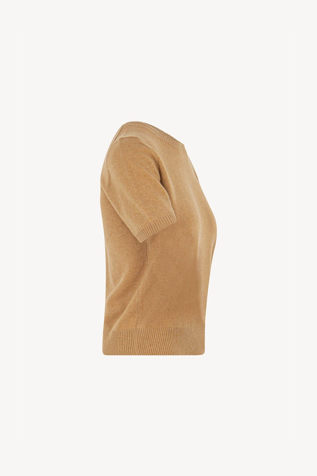 Girocollo Mezza Manica in Puro Cashmere Cammello