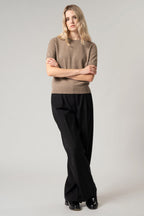 Girocollo Mezza Manica in Puro Cashmere Dune
