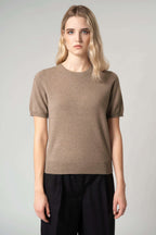 Girocollo Mezza Manica in Puro Cashmere Dune