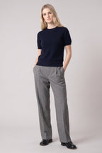 Girocollo Mezza Manica in Puro Cashmere Notte