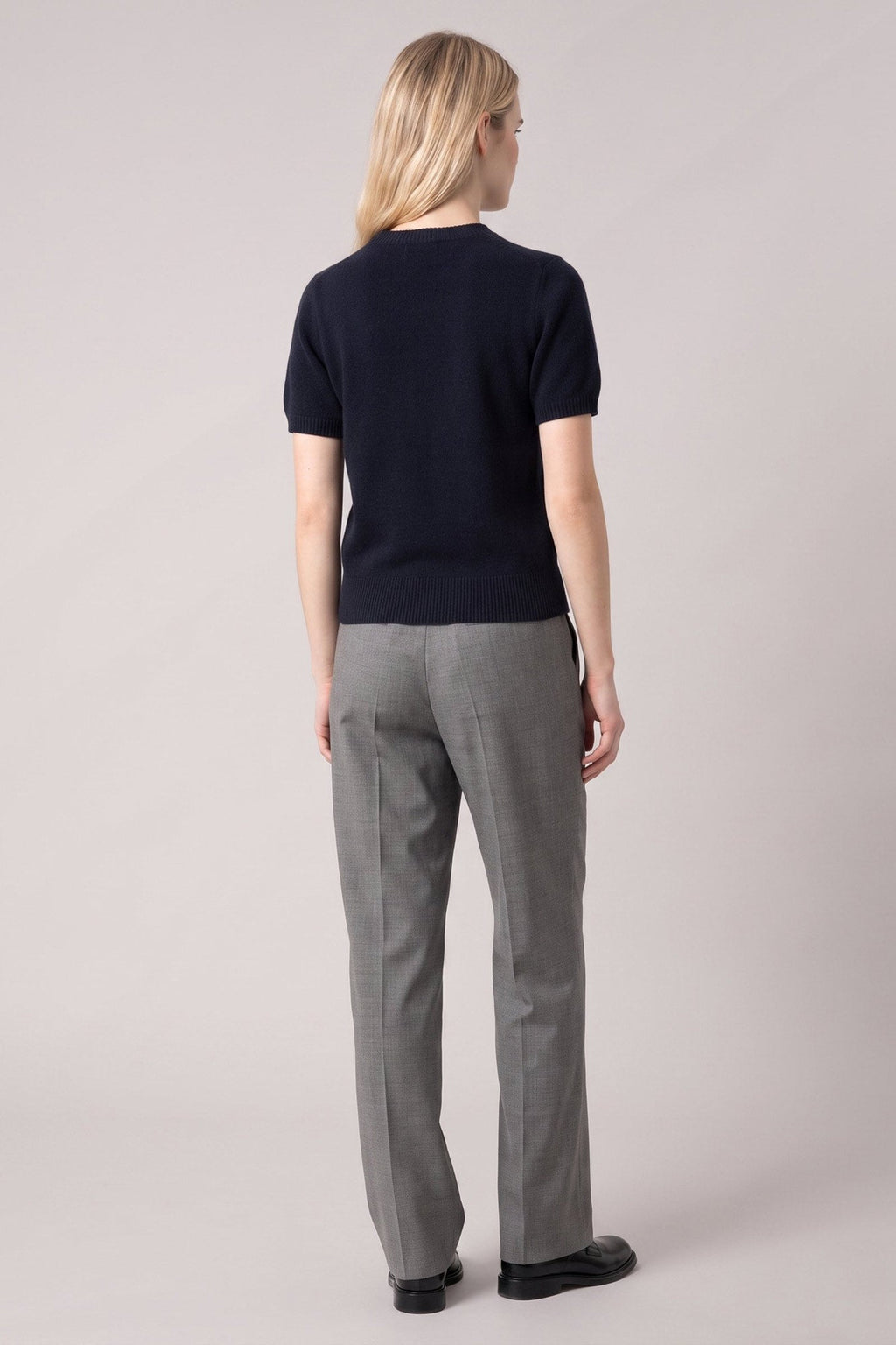 Girocollo Mezza Manica in Puro Cashmere Notte