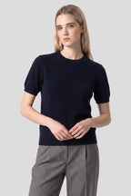 Girocollo Mezza Manica in Puro Cashmere Notte