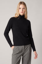 Dolcevita con Spacchetto in Puro Cashmere Nero