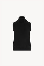 Dolcevita Senza Maniche in Puro Cashmere Nero