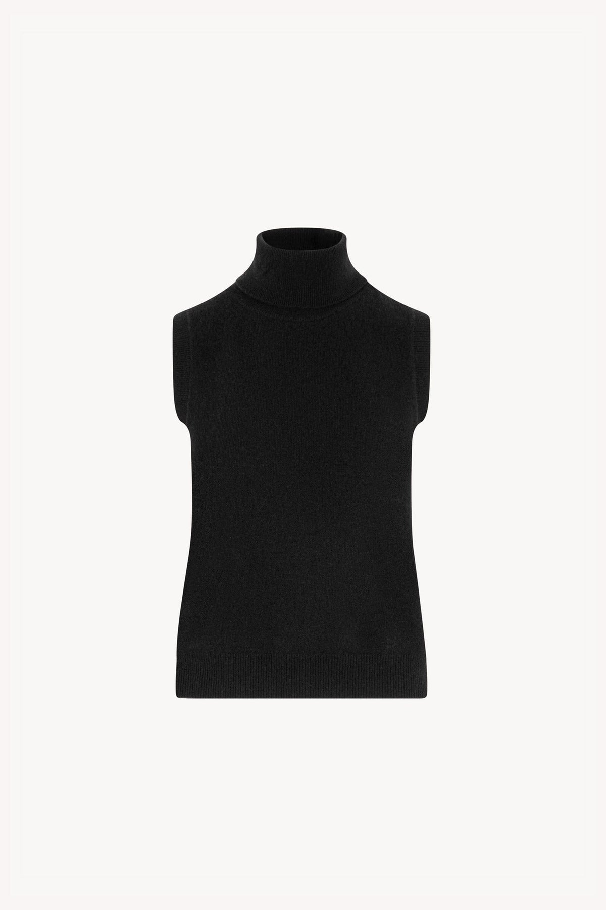 Dolcevita Senza Maniche in Puro Cashmere Nero