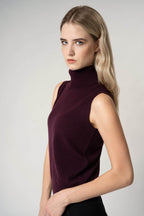 Dolcevita Senza Maniche in Puro Cashmere Acero