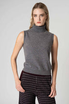 Dolcevita Senza Maniche in Puro Cashmere Derby