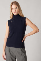 Dolcevita Senza Maniche in Puro Cashmere Notte