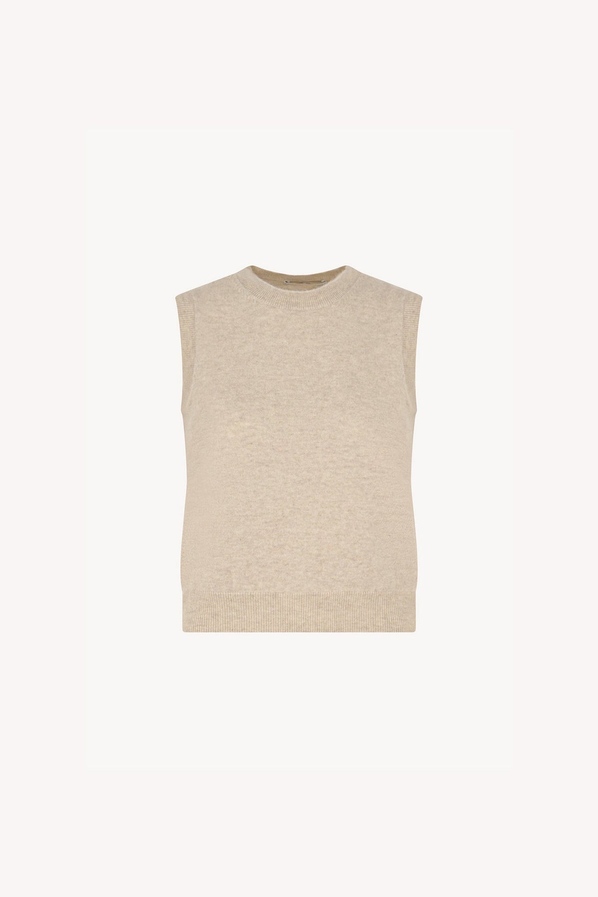 Girocollo Senza Maniche in Puro Cashmere Avena