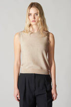 Girocollo Senza Maniche in Puro Cashmere Avena