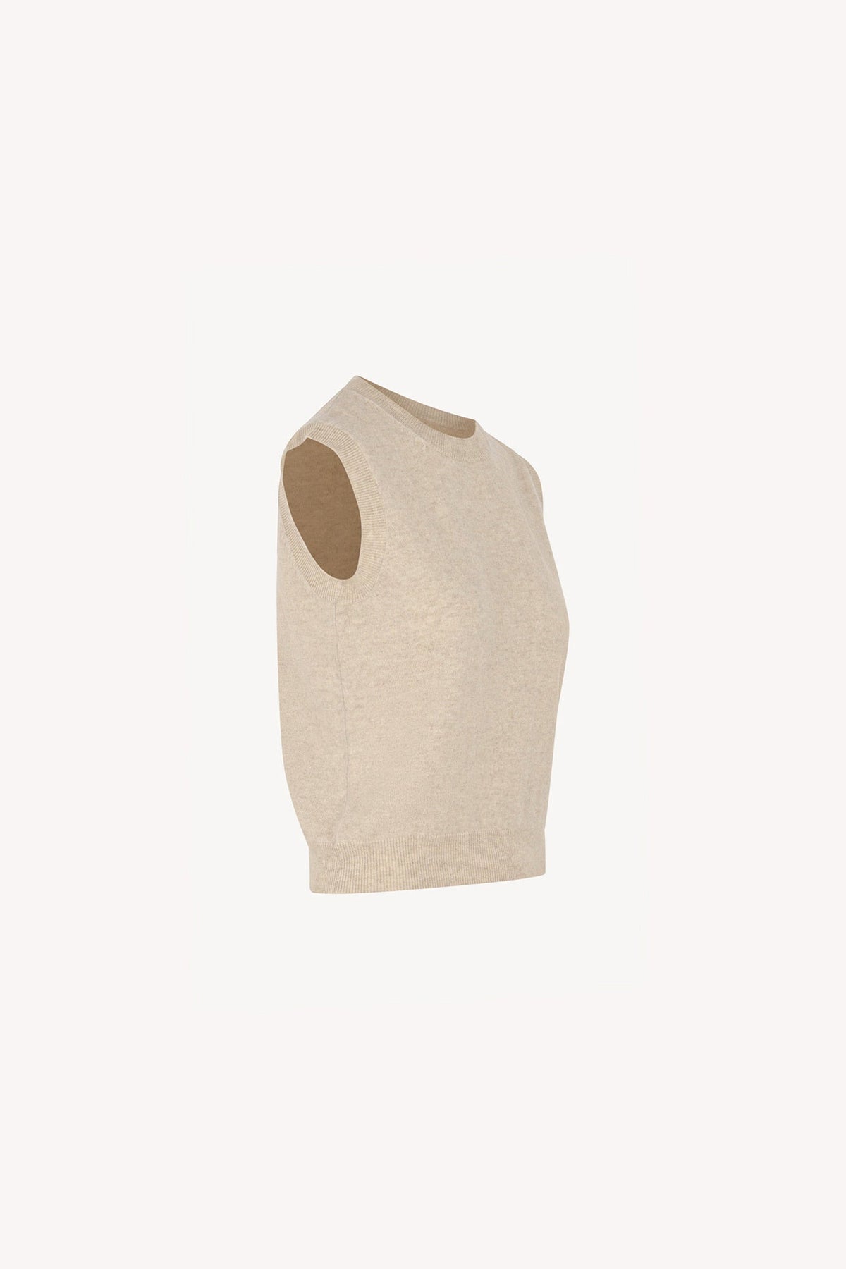 Girocollo Senza Maniche in Puro Cashmere Avena