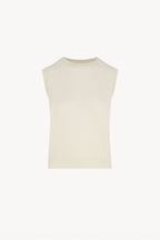 Girocollo Senza Maniche in Puro Cashmere Latte