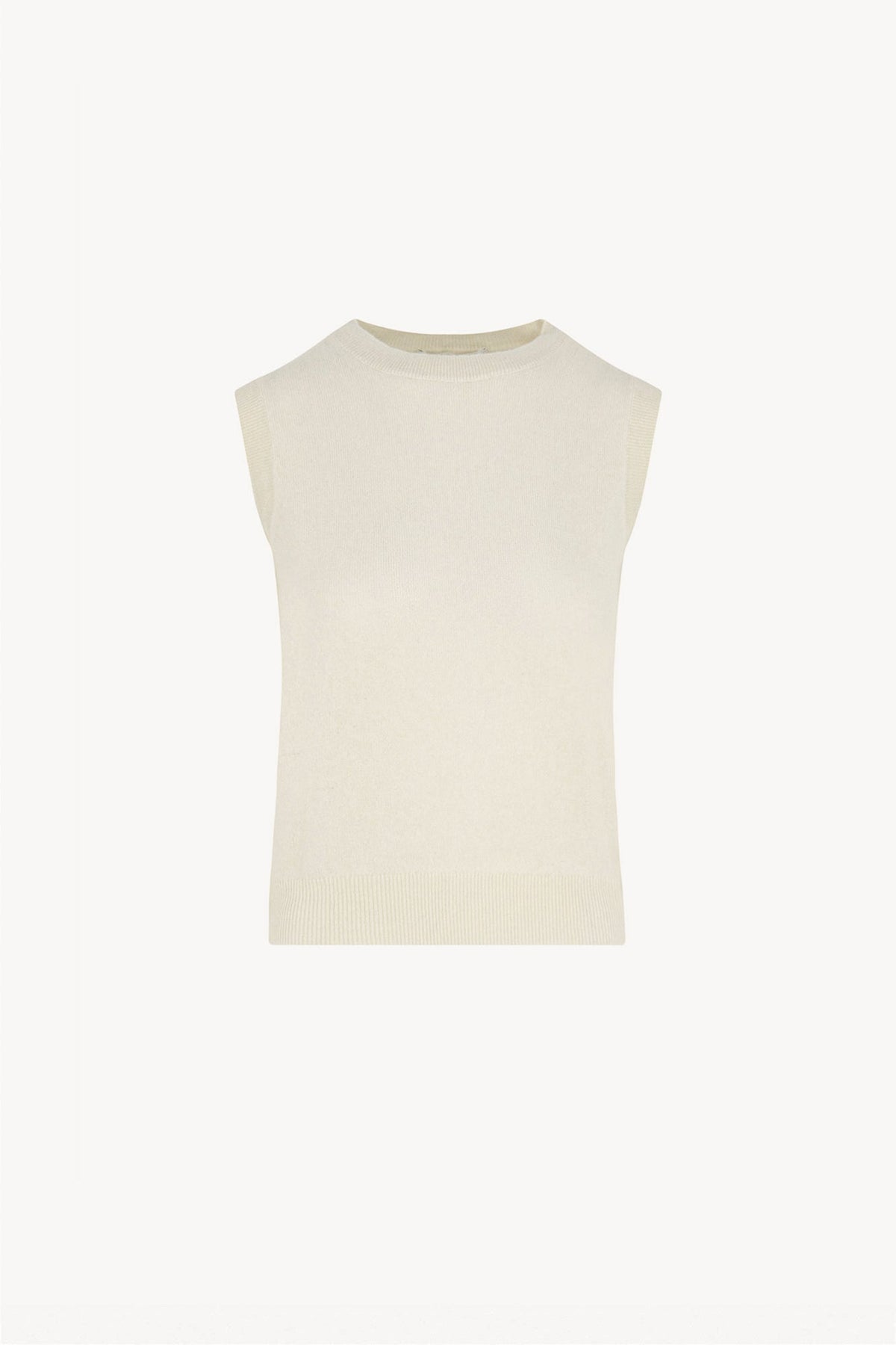 Girocollo Senza Maniche in Puro Cashmere Latte