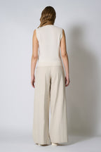 Girocollo Senza Maniche in Puro Cashmere Latte