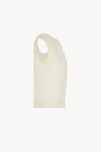 Girocollo Senza Maniche in Puro Cashmere Latte