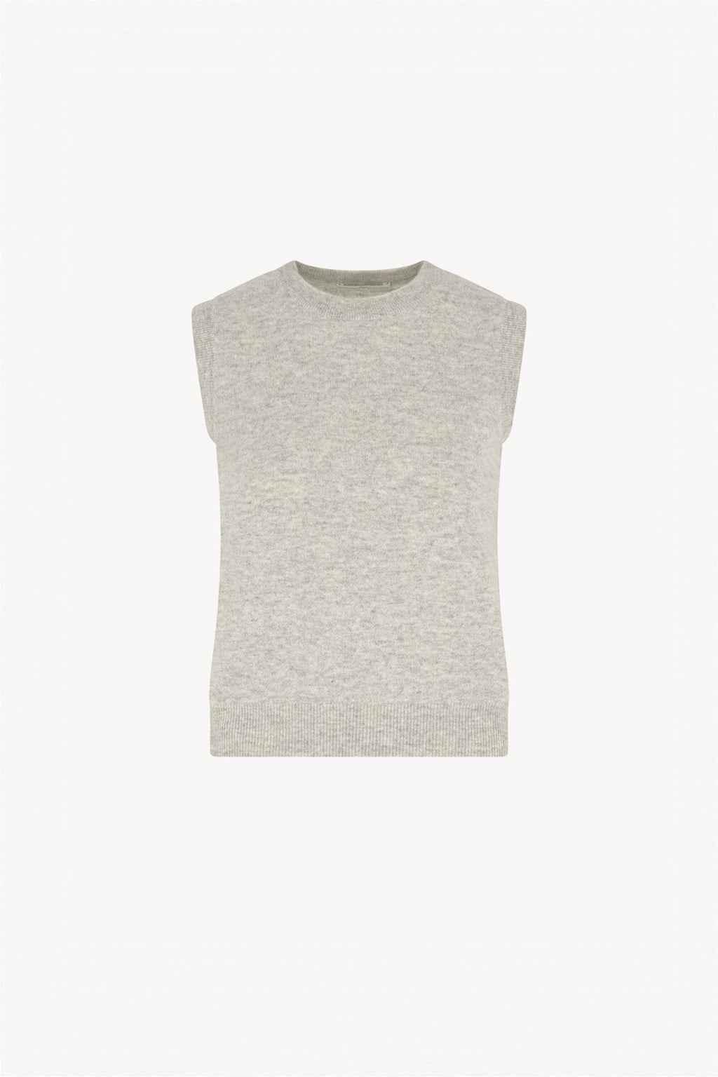 Girocollo Senza Maniche in Puro Cashmere Grigio Perla