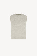 Girocollo Senza Maniche in Puro Cashmere Grigio Perla