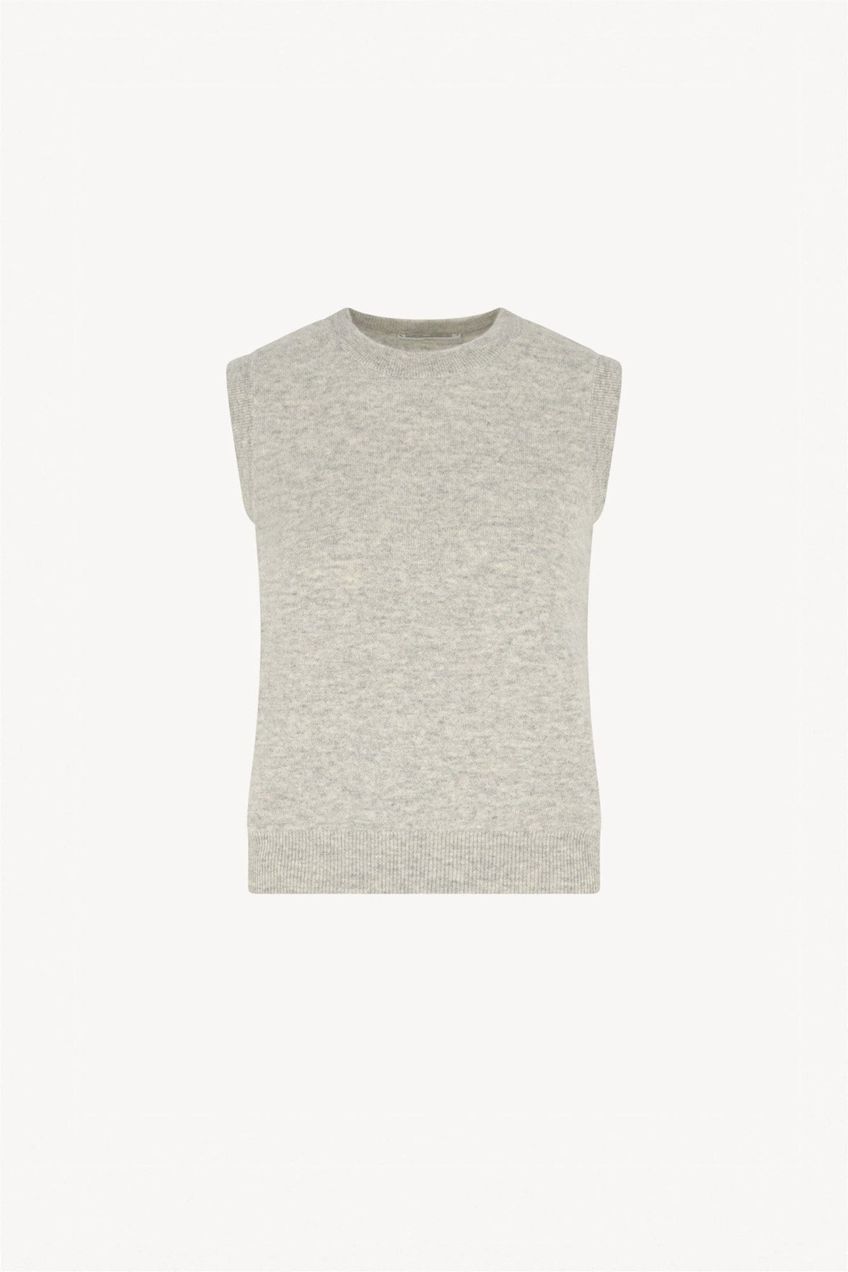 Girocollo Senza Maniche in Puro Cashmere Grigio Perla