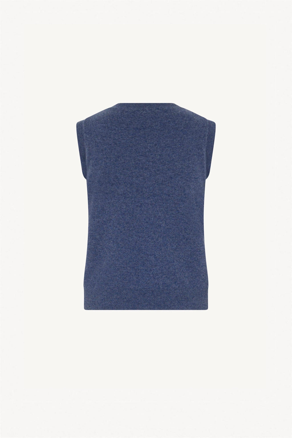 Girocollo Senza Maniche in Puro Cashmere Denim Scuro
