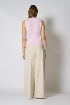 Girocollo Senza Maniche in Puro Cashmere Rosa