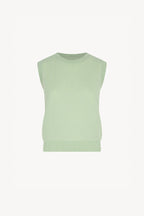 Girocollo Senza Maniche in Puro Cashmere Verde Pastello