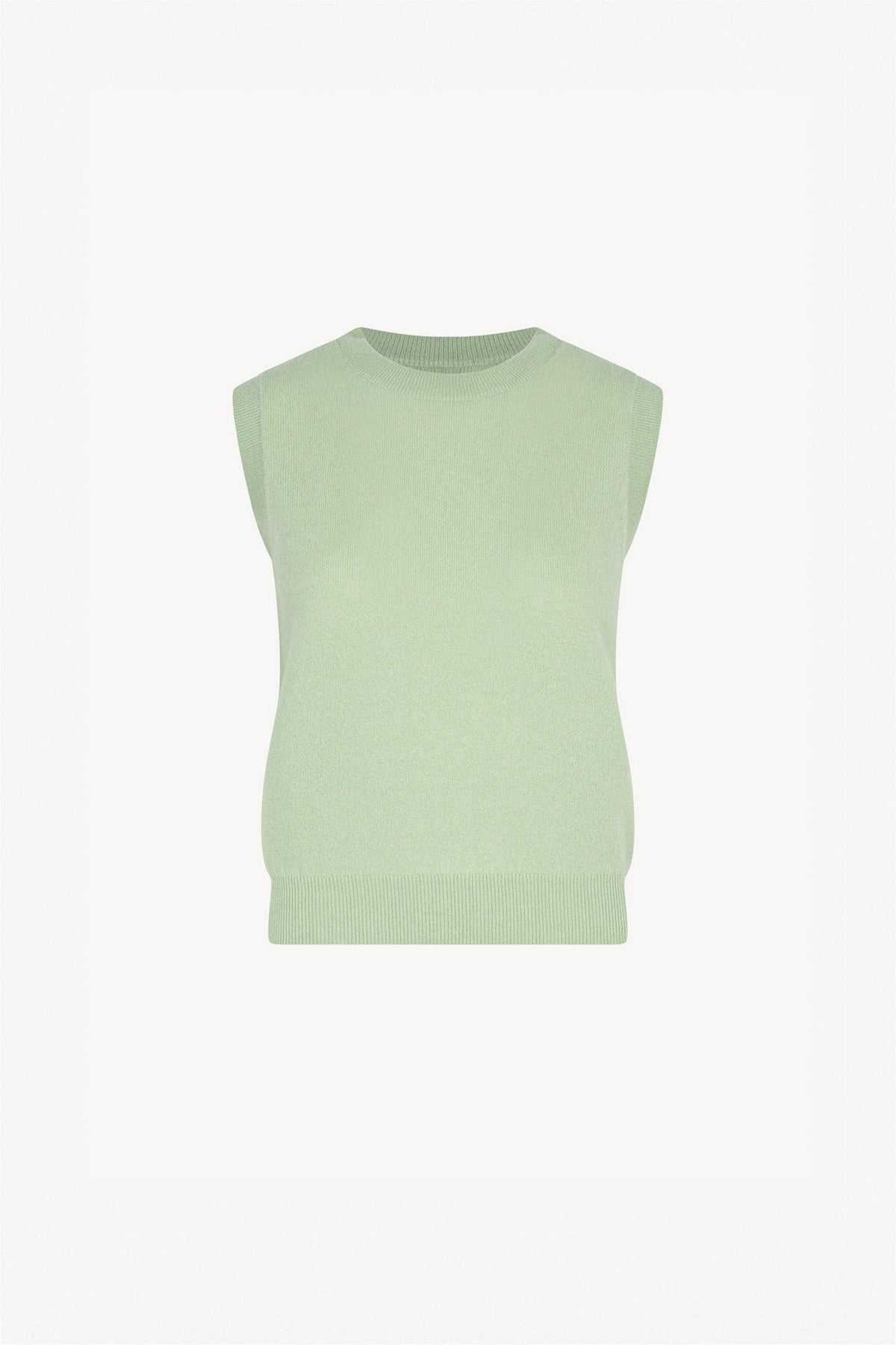 Girocollo Senza Maniche in Puro Cashmere Verde Pastello