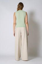 Girocollo Senza Maniche in Puro Cashmere Verde Pastello