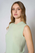 Girocollo Senza Maniche in Puro Cashmere Verde Pastello