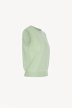 Girocollo Senza Maniche in Puro Cashmere Verde Pastello