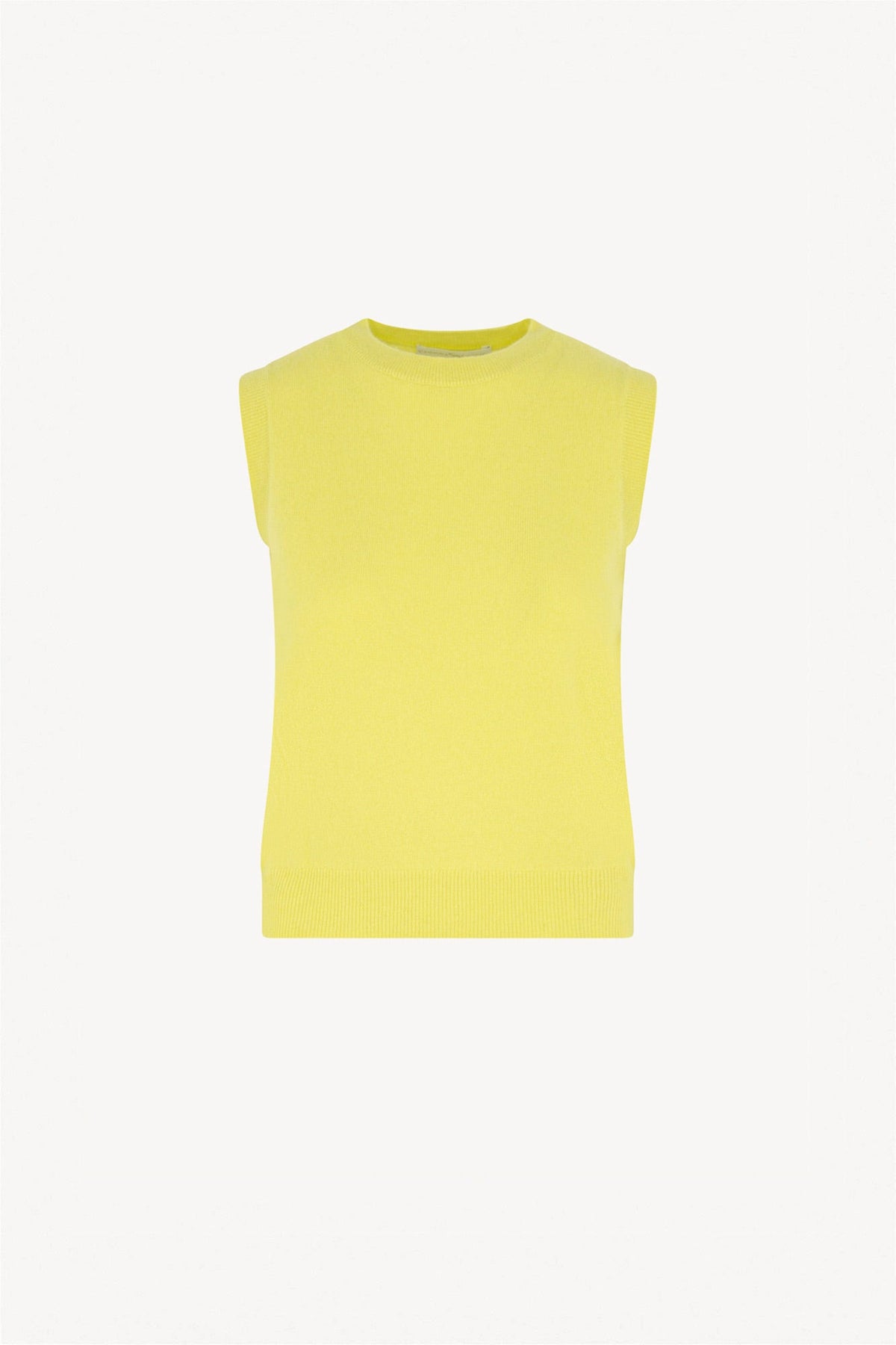 Girocollo Senza Maniche in Puro Cashmere Giallo