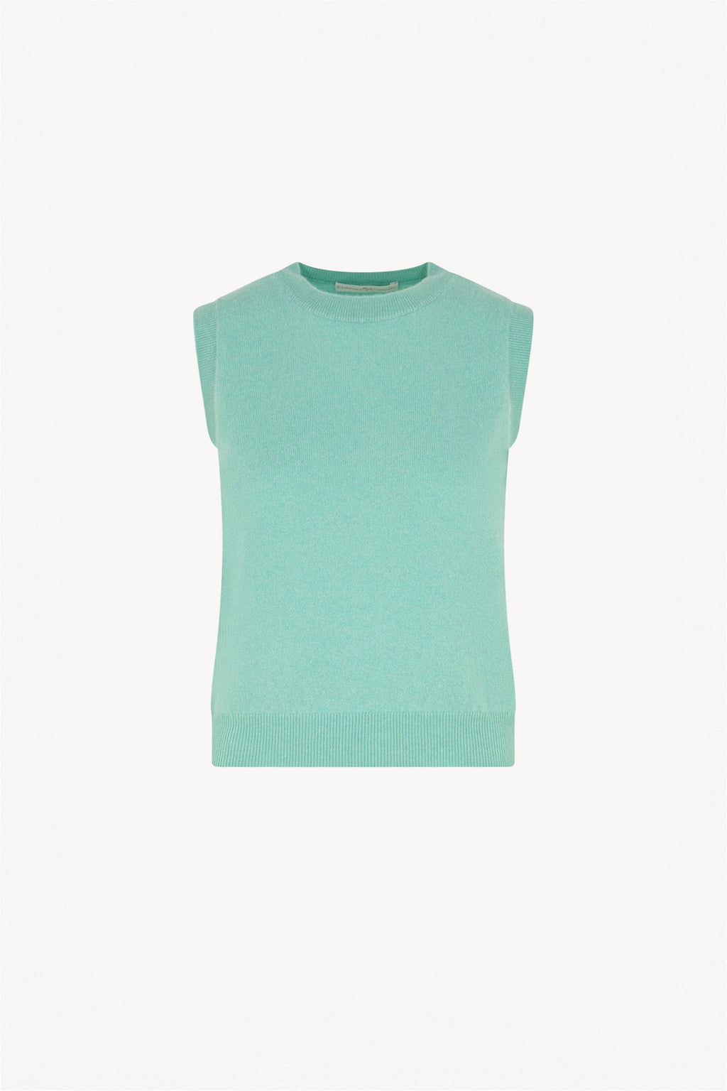 Girocollo Senza Maniche in Puro Cashmere Acqua