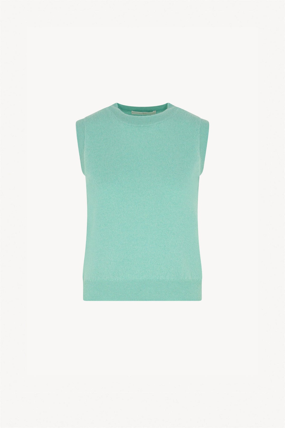 Girocollo Senza Maniche in Puro Cashmere Acqua