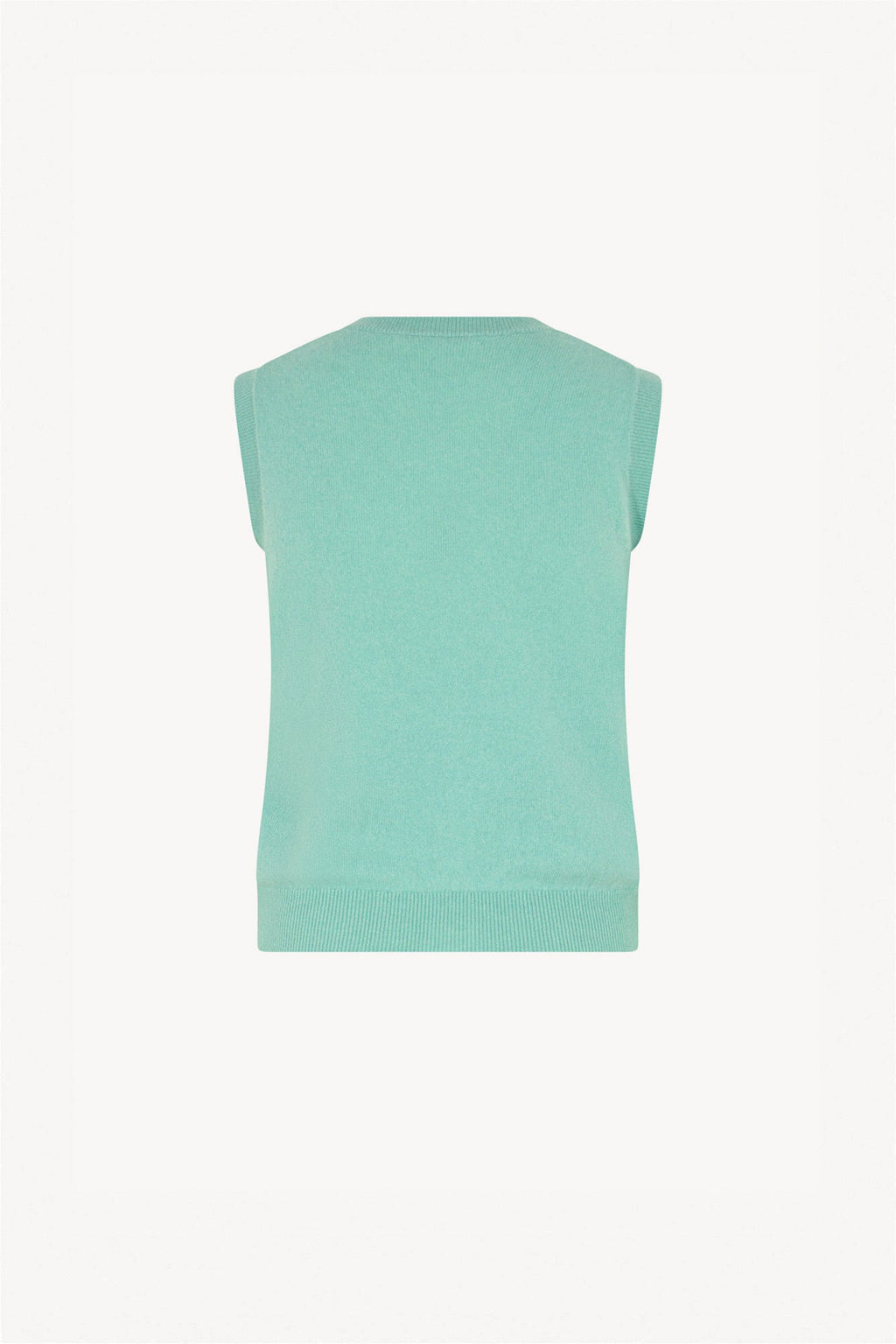 Girocollo Senza Maniche in Puro Cashmere Acqua