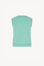 Girocollo Senza Maniche in Puro Cashmere Acqua