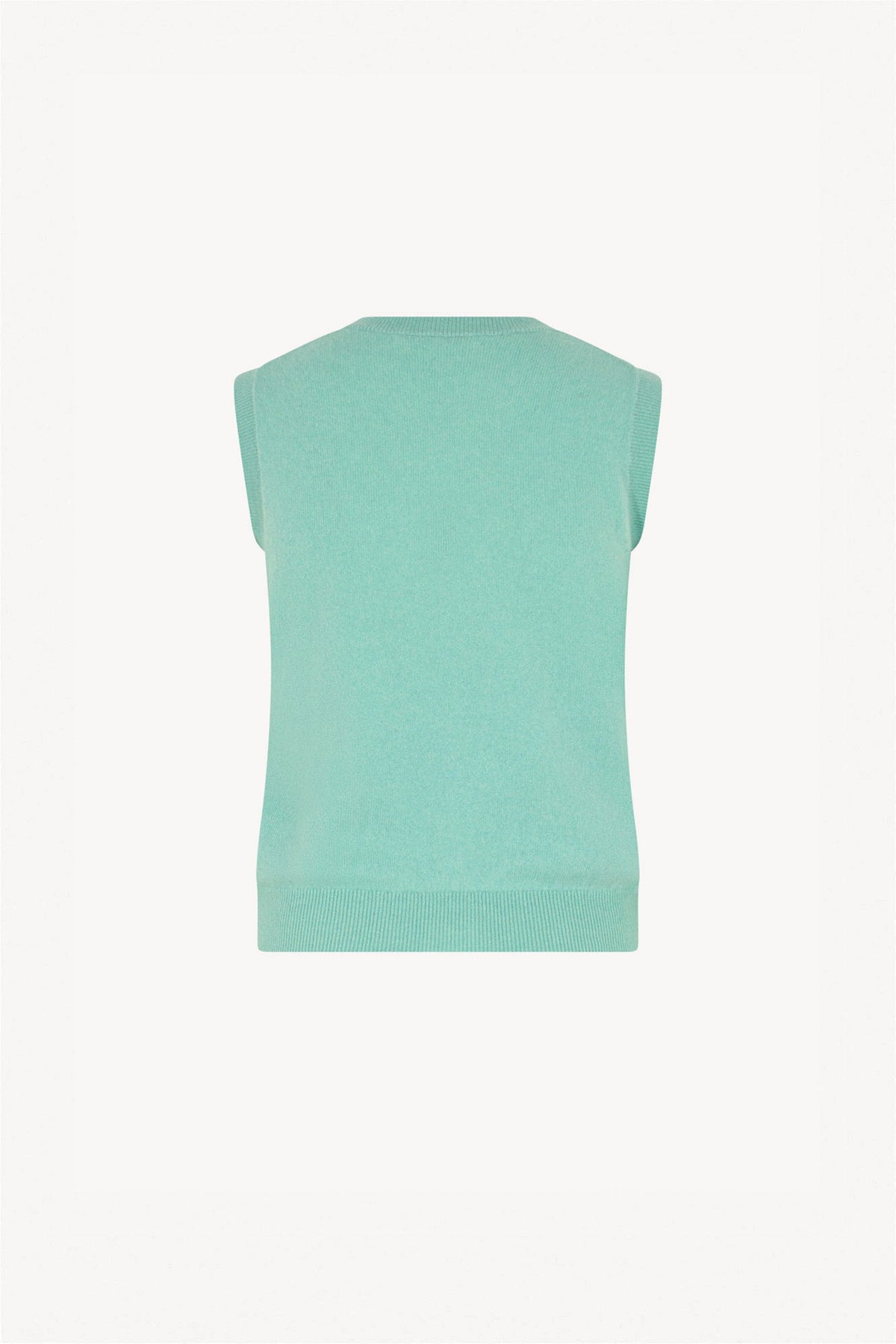 Girocollo Senza Maniche in Puro Cashmere Acqua