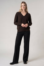 Pullover Scollo a V in Puro Cashmere Mocha