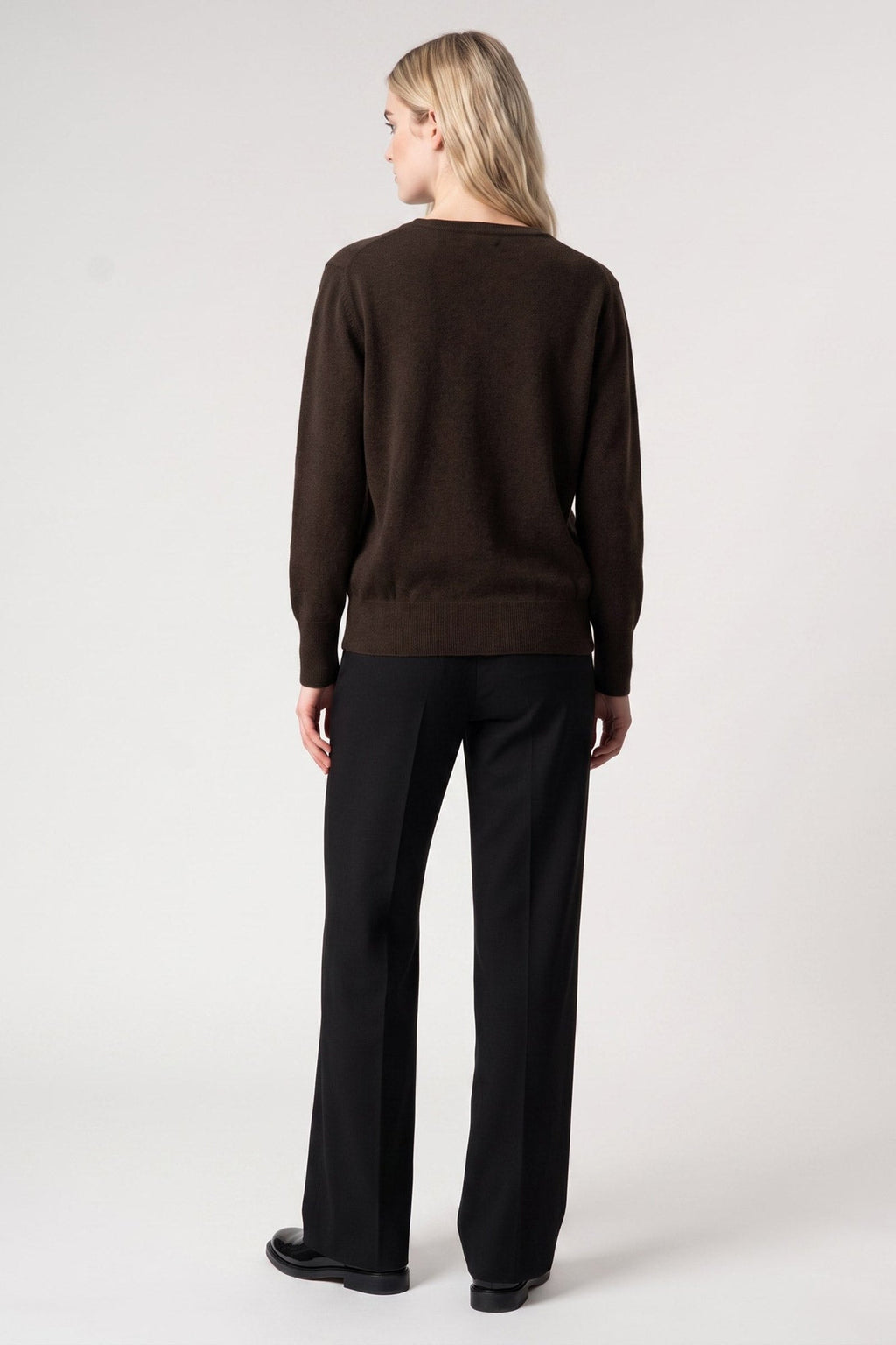 Pullover Scollo a V in Puro Cashmere Mocha