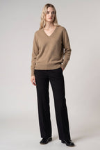 Pullover Scollo a V in Puro Cashmere Dune