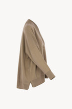 Maglia Over Collo a Scialle in Puro Cashmere Dune