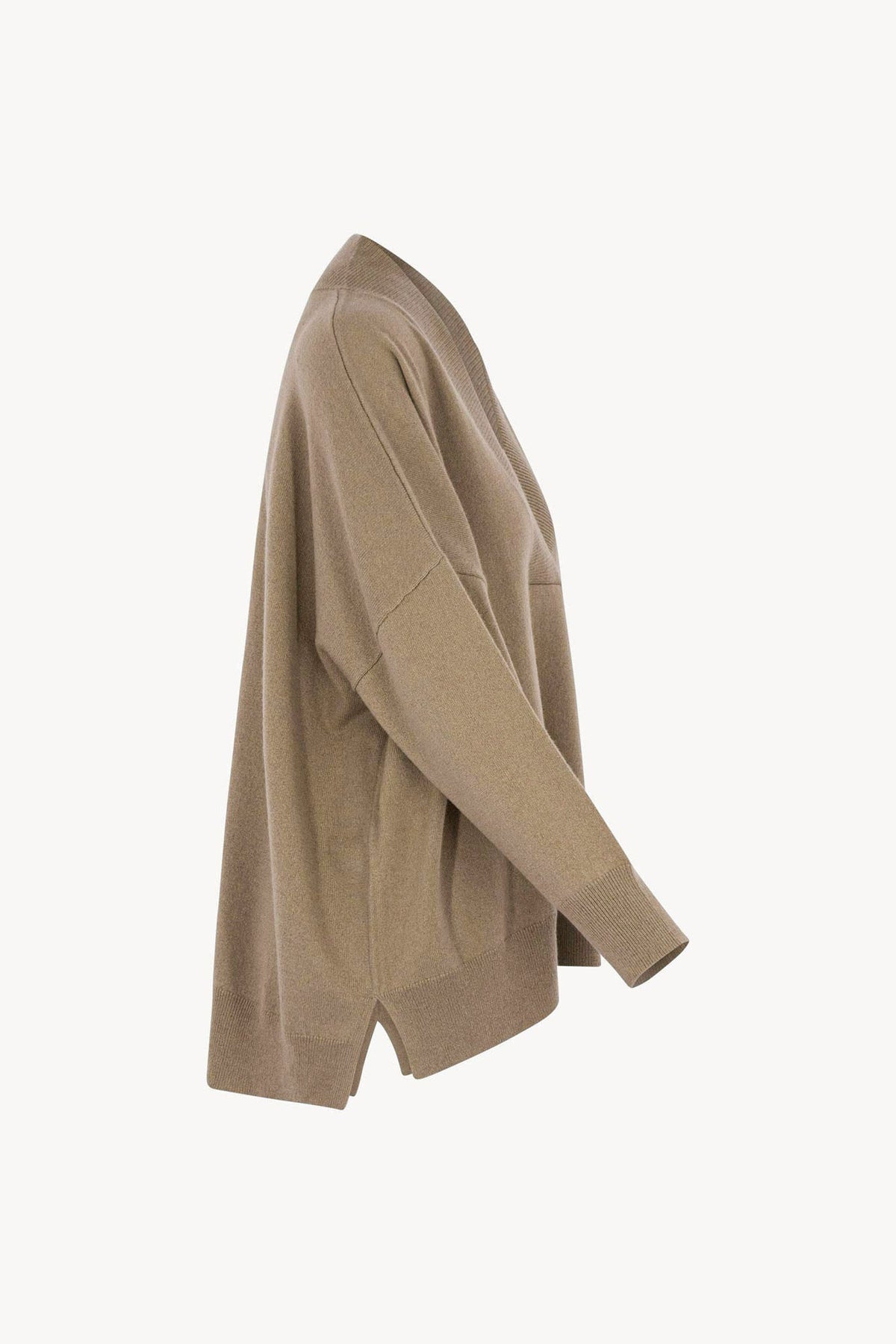 Maglia Over Collo a Scialle in Puro Cashmere Dune