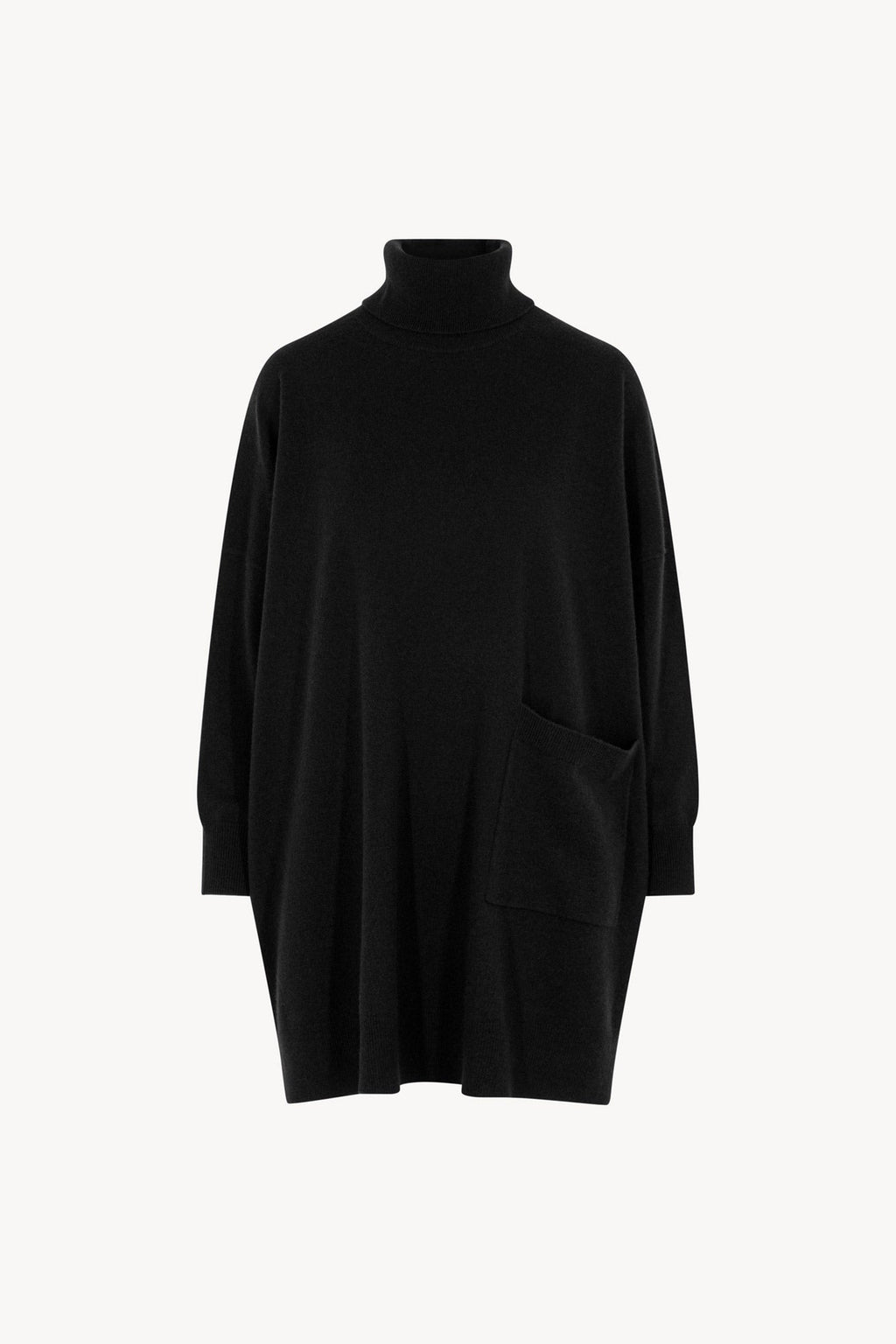Dolcevita Maxi con Tasca in Puro Cashmere Nero