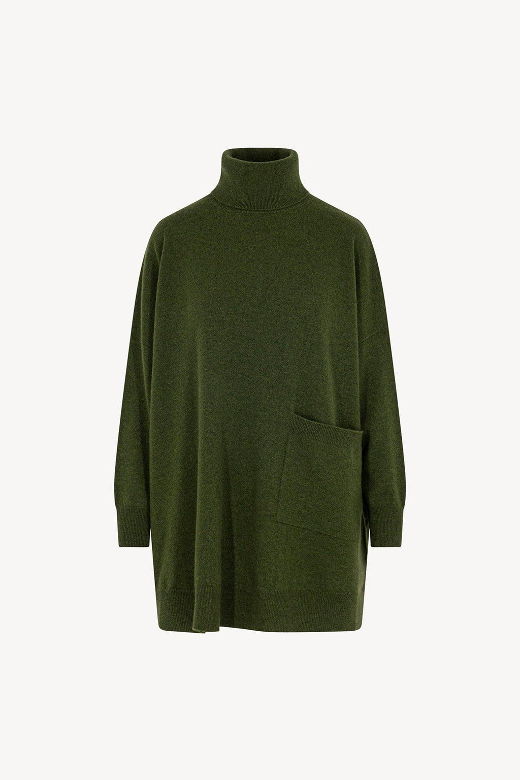 Dolcevita Maxi con Tasca in Puro Cashmere Loden