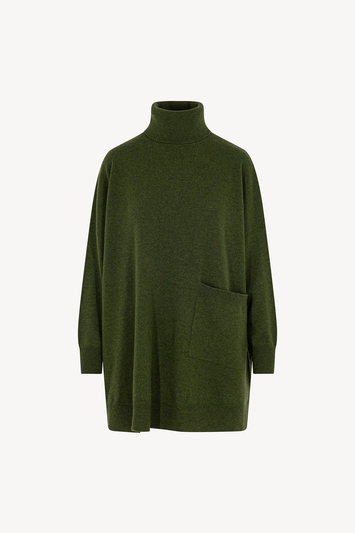 Dolcevita Maxi con Tasca in Puro Cashmere Loden