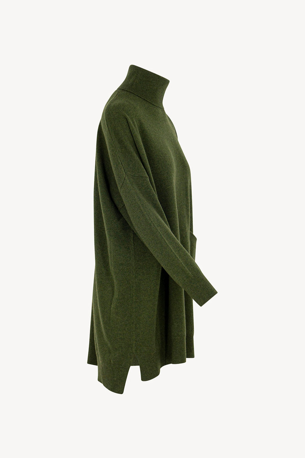 Dolcevita Maxi con Tasca in Puro Cashmere Loden