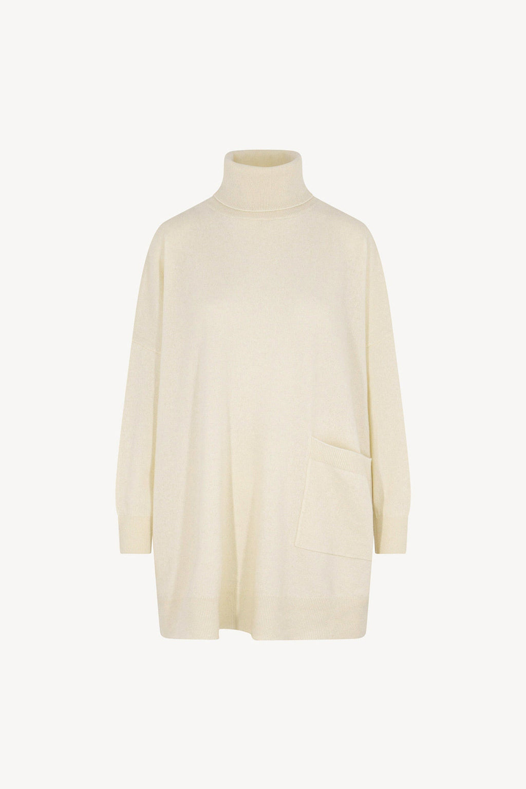 Dolcevita Maxi con Tasca in Puro Cashmere Latte