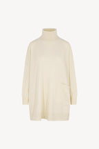 Dolcevita Maxi con Tasca in Puro Cashmere Latte