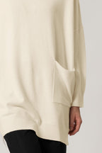 Dolcevita Maxi con Tasca in Puro Cashmere Latte