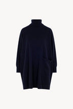 Dolcevita Maxi con Tasca in Puro Cashmere Notte