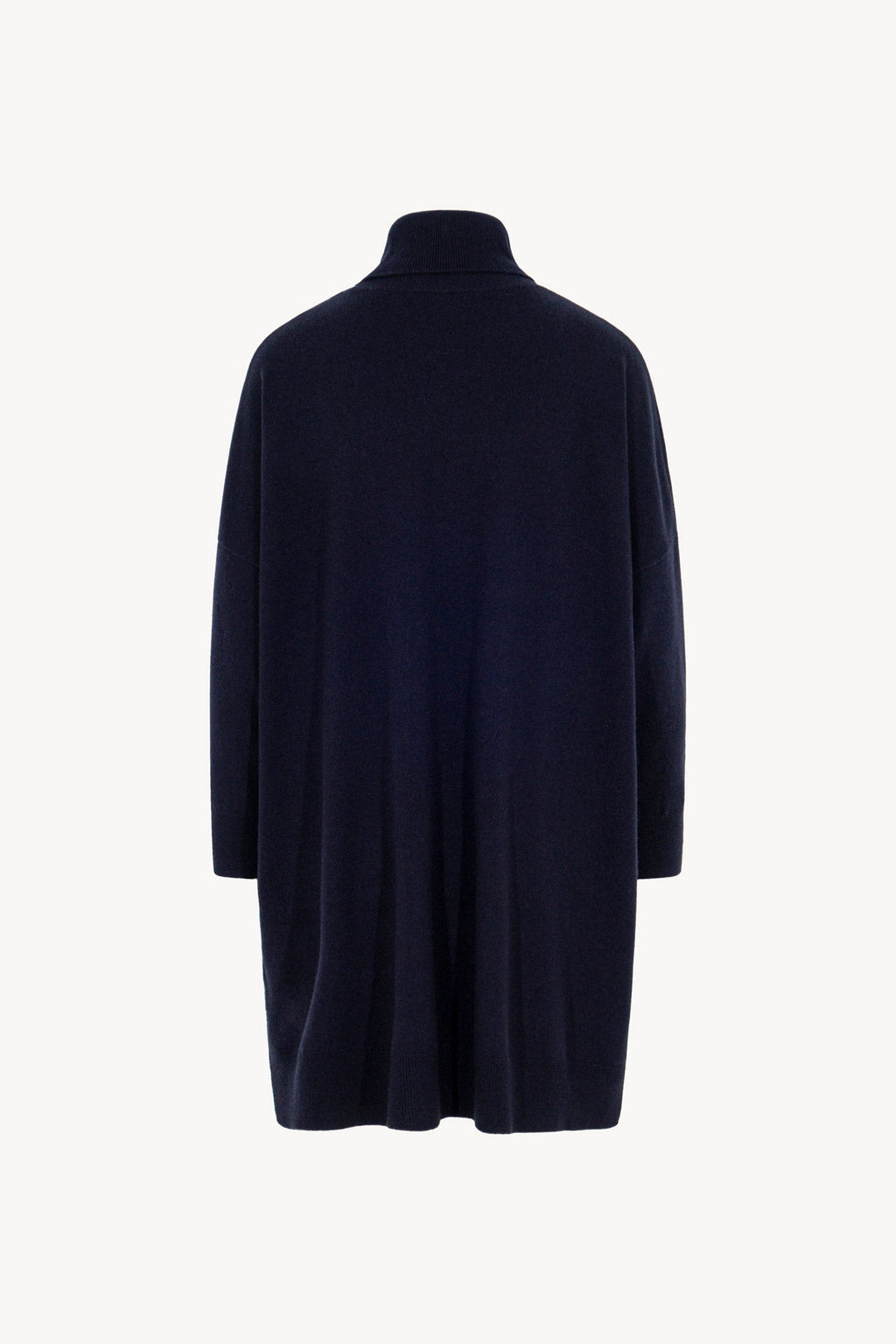 Dolcevita Maxi con Tasca in Puro Cashmere Notte