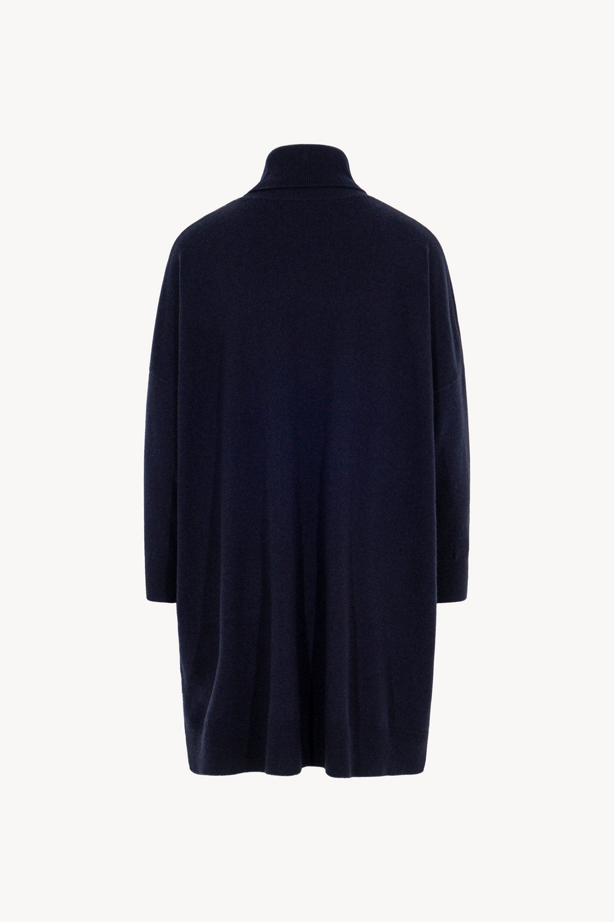 Dolcevita Maxi con Tasca in Puro Cashmere Notte